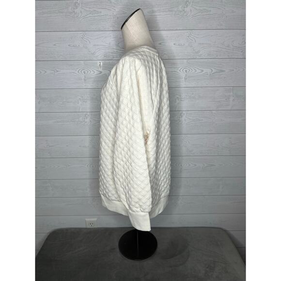 Loft Ivory quilted knit long sleeve sweater Size XXL NWT - Picture 2 of 6